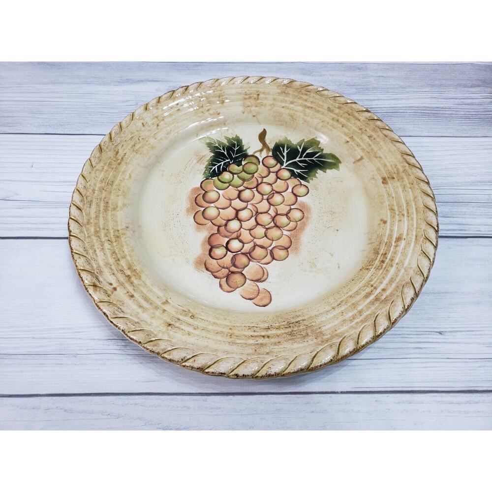 Tabletops Unlimited Vintage Orange Grapes Scalloped dinner plate